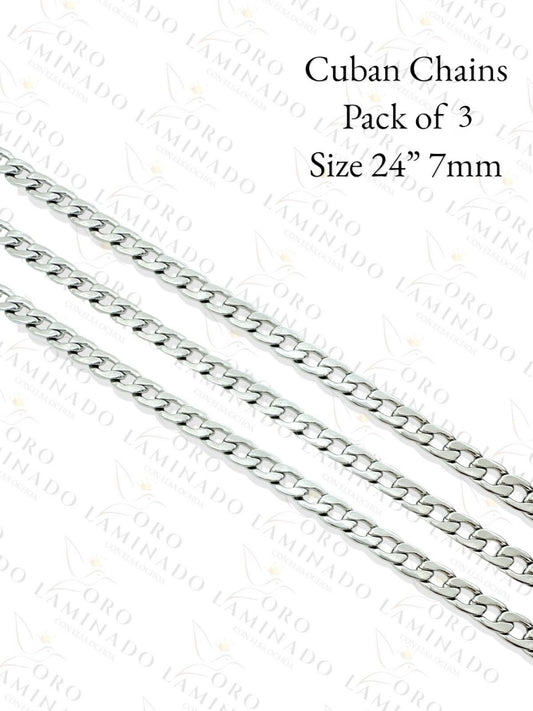 Silver Cuban Chains Pack of 2 Size 24" 7mm G196