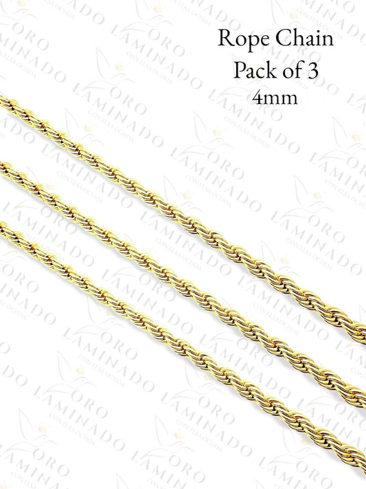 Rope Chain Pack of 3 Size 22" 4mm R37