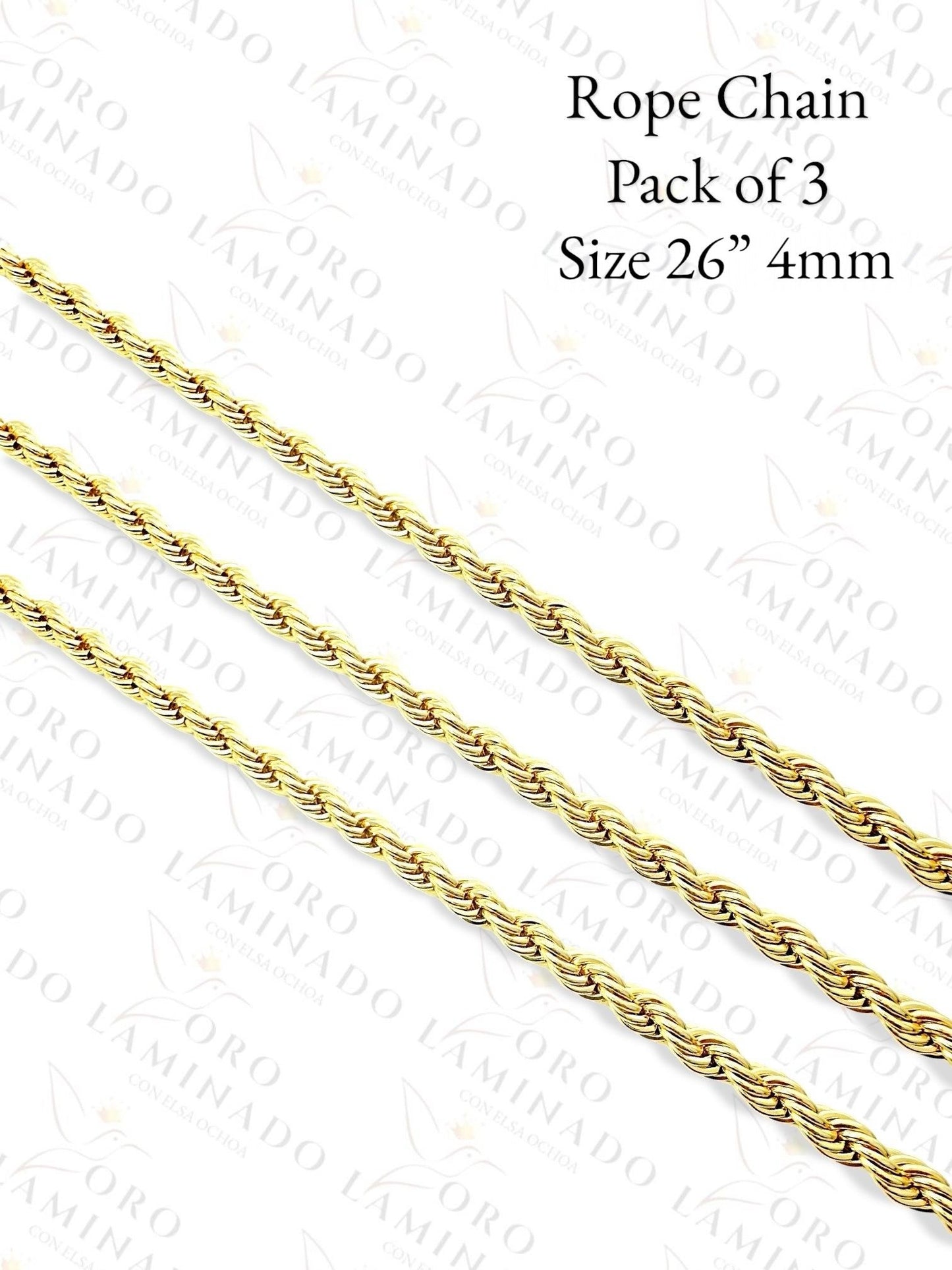 Rope Chain Pack of 3 Size 22" 4mm R37