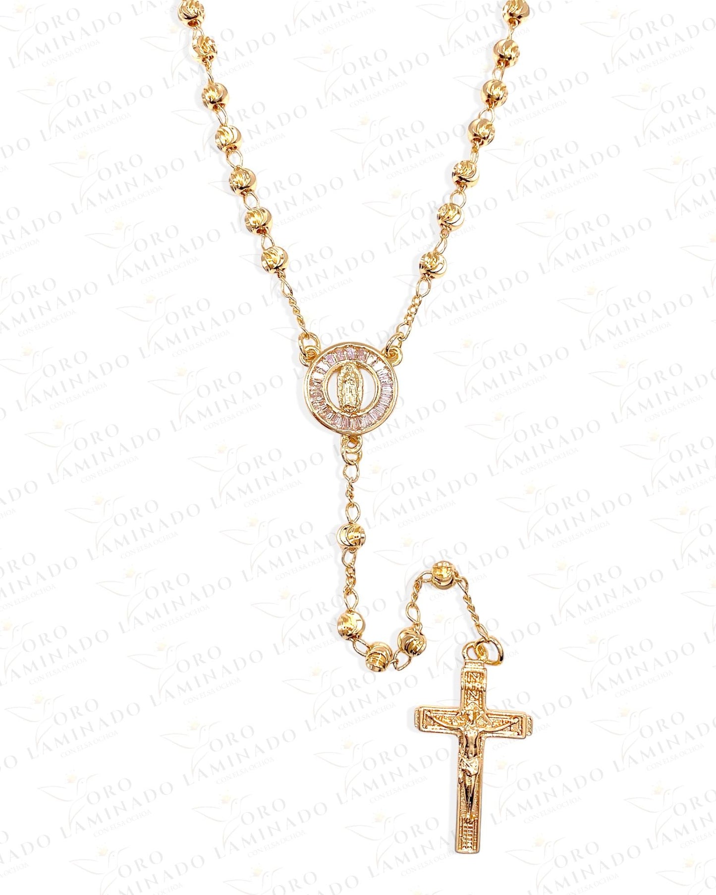 Virgin Mary Round Gold Rosary C304