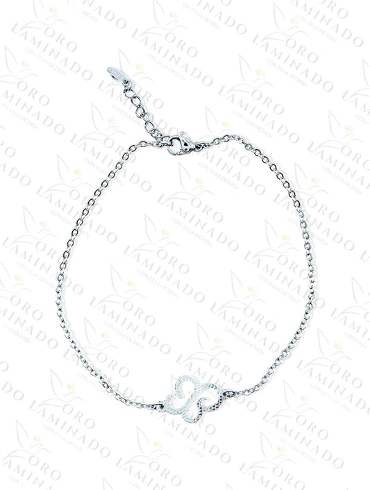 9”-10.5” Silver Butterfly Bracelet B91