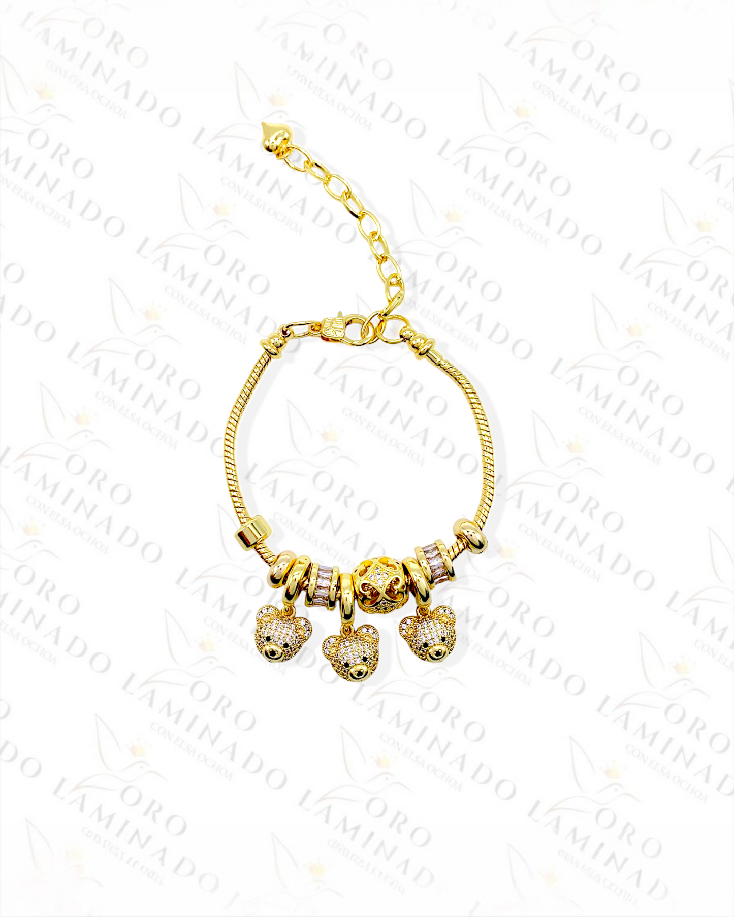 High Quality Sparkling Bears  Charm Bracelet (Gold Filled) C261