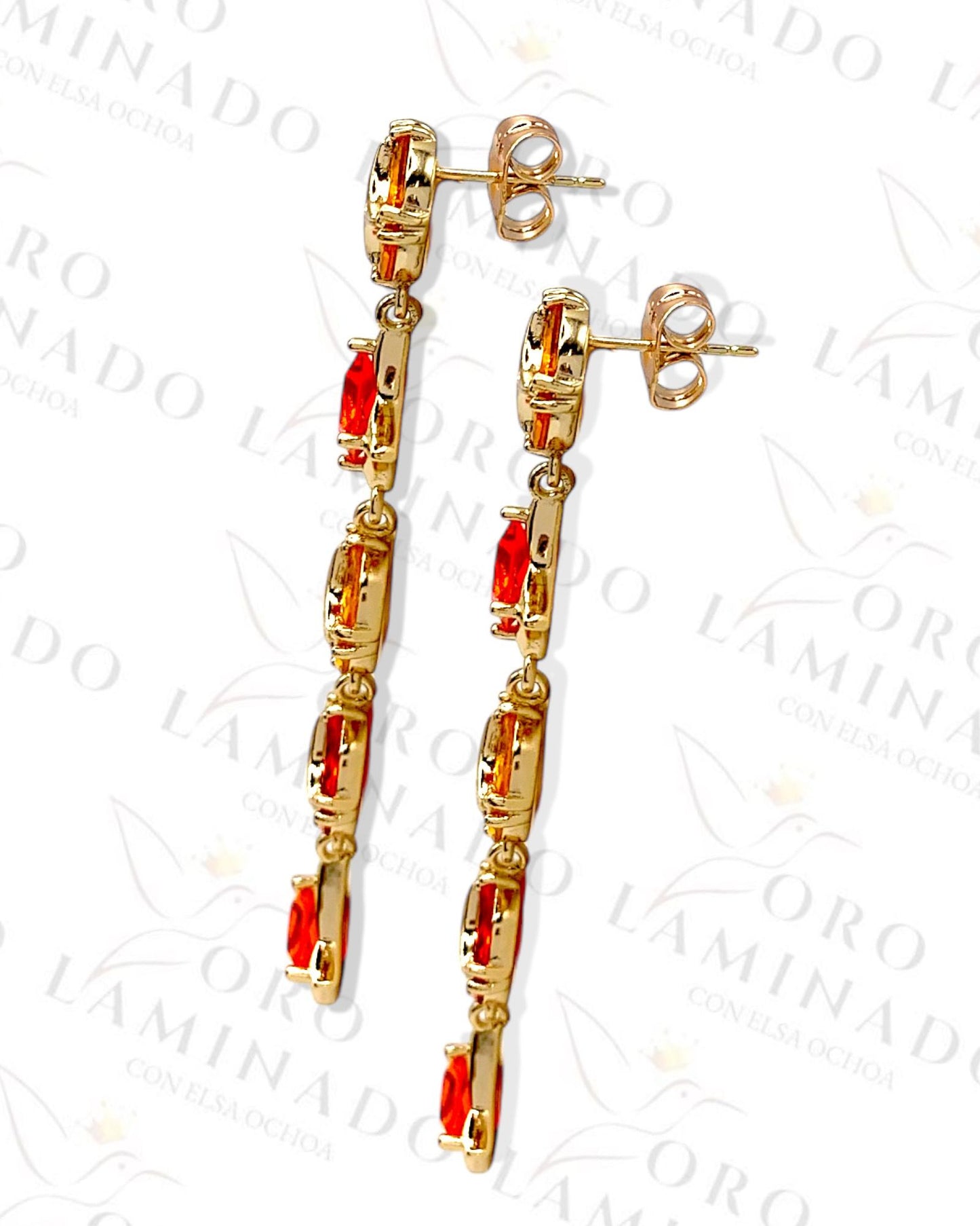 High Quality Crystal Orange Long Earrings G276