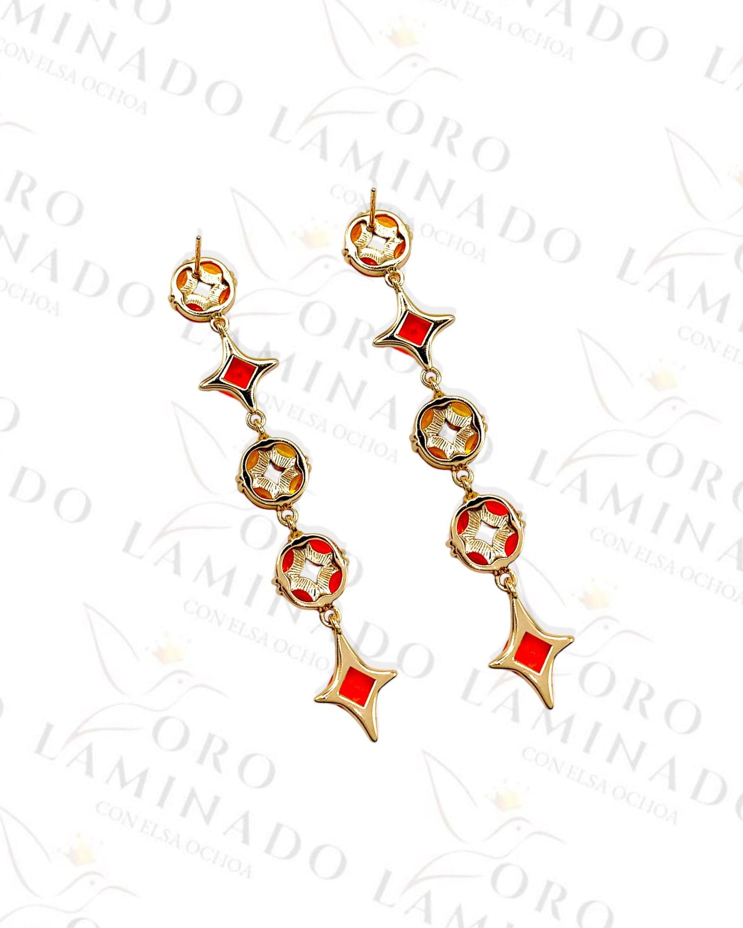 High Quality Crystal Orange Long Earrings G276