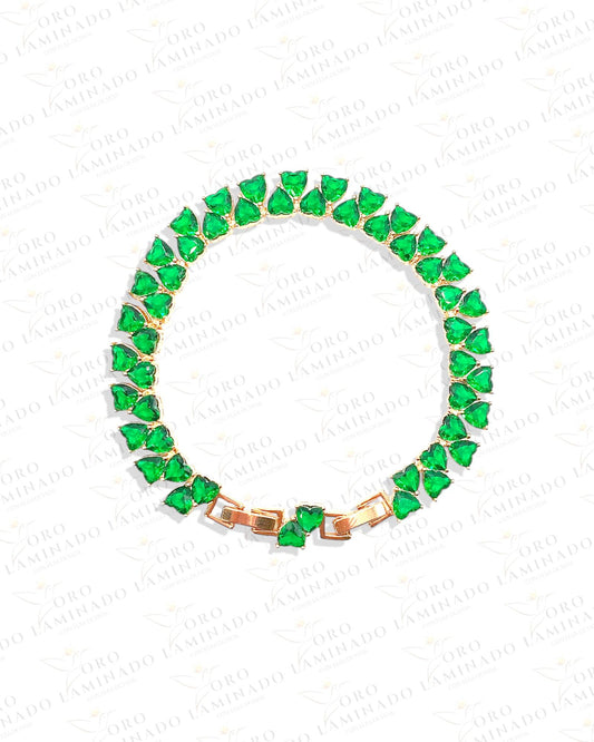 Double Crystal Heart Bracelet R297