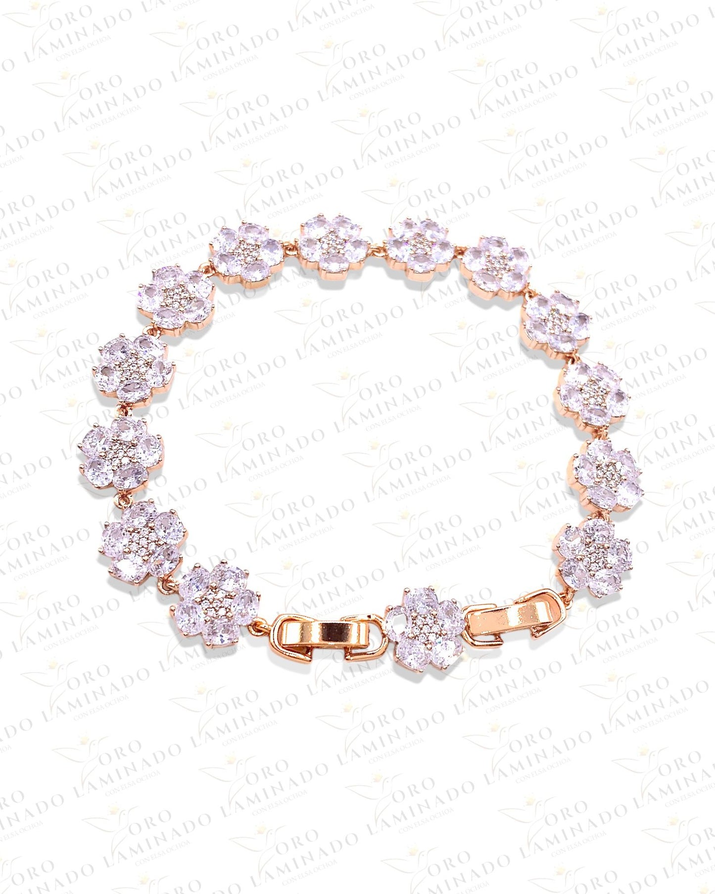 Flower Bracelet with white stone G275