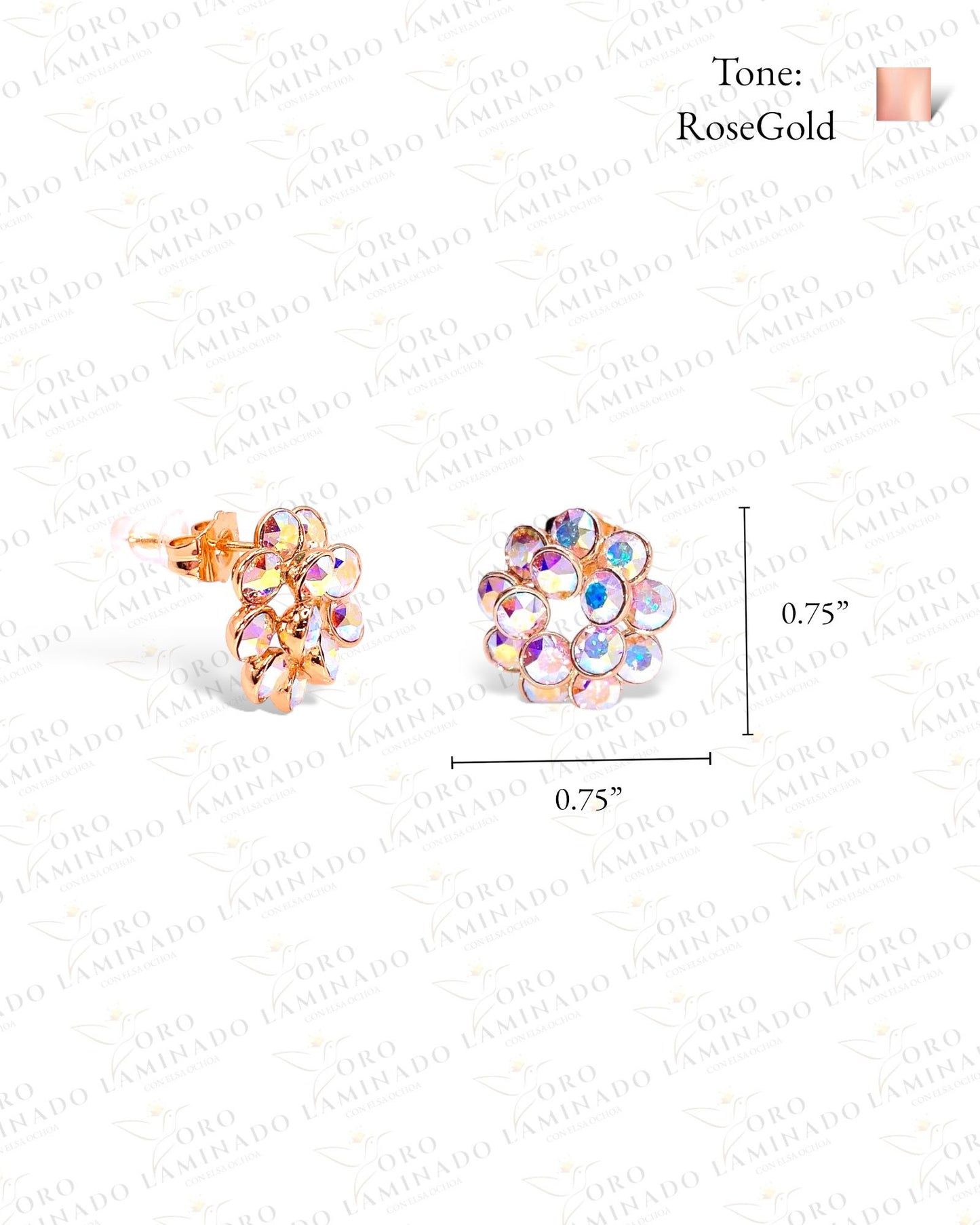 Flower earring with sparkling stones Y171