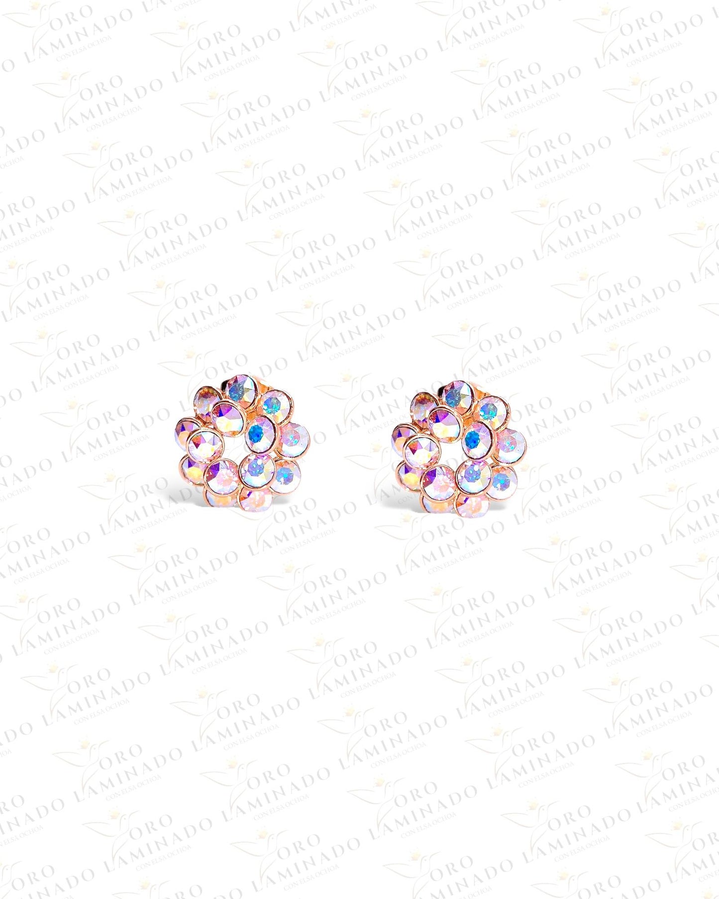 Flower earring with sparkling stones Y171