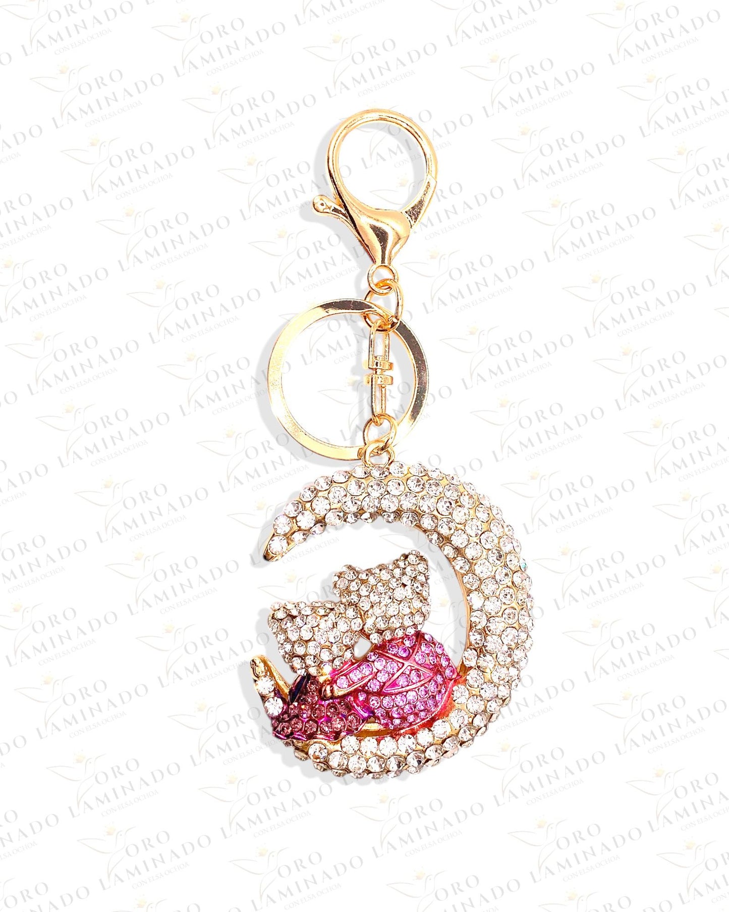 Moon and Bears Keychain (Gold Filed) B326