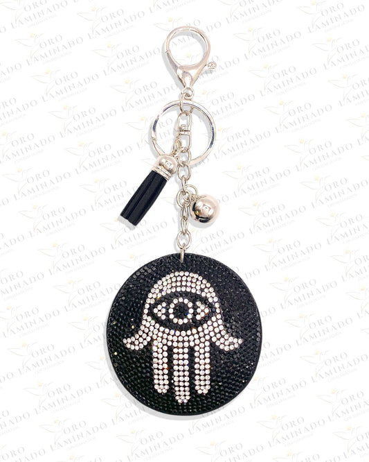 Dark Stone Hamsa Evil Eye (Mano de Fatima) Keychain B202