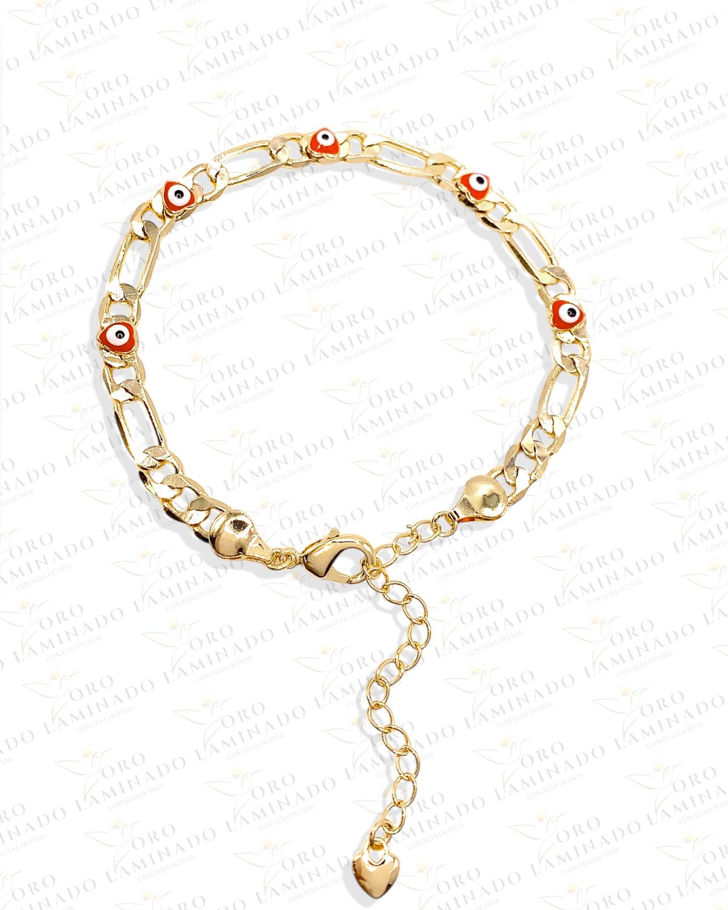 Red Evil Eye Figaro Bracelets (Pack of 6) B337