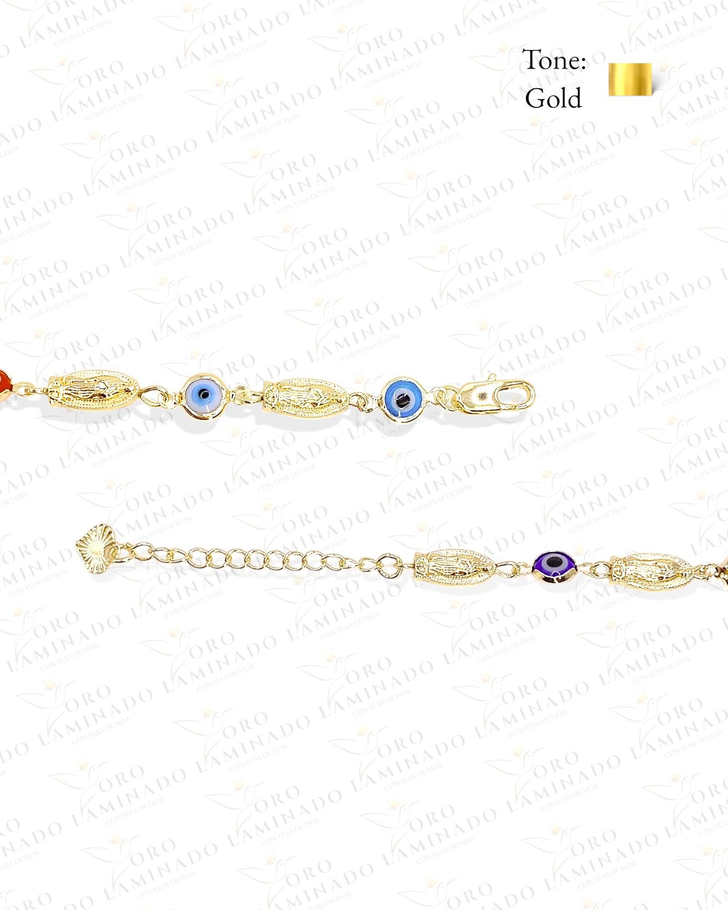 Virgin Mary and Multicolor Evil Eye Bracelet (Pack of 6) B63