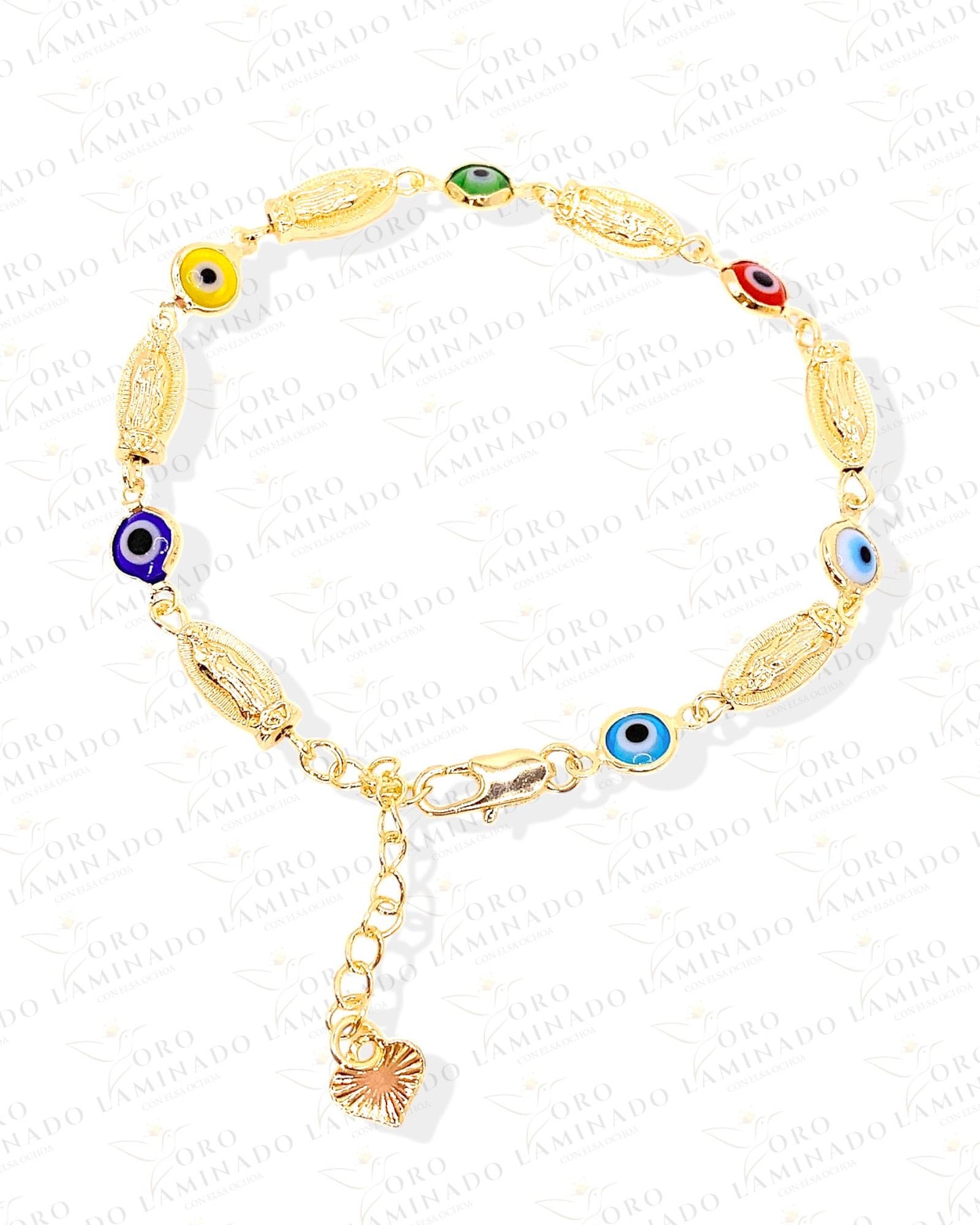 Virgin Mary and Multicolor Evil Eye Bracelet (Pack of 6) B63