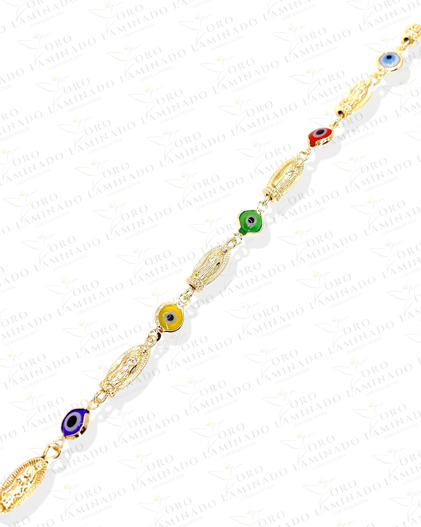 Virgin Mary and Multicolor Evil Eye Bracelet (Pack of 6) B63