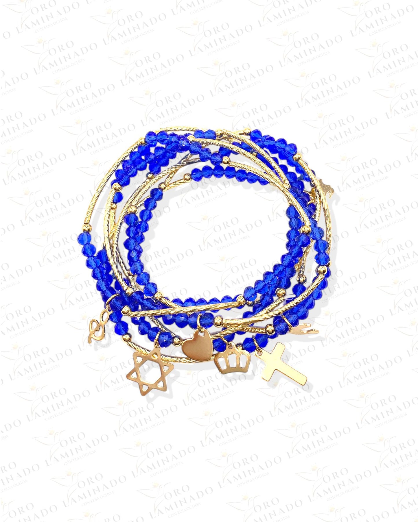 Blue handmade bracelet (pack of 7) Y77