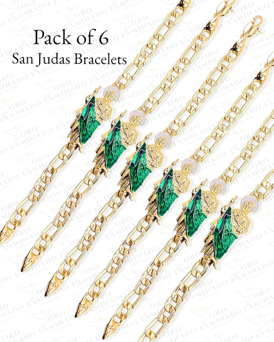 Gold Filled 8.5” San Judas Figure Bracelets (Pack of 6) R3