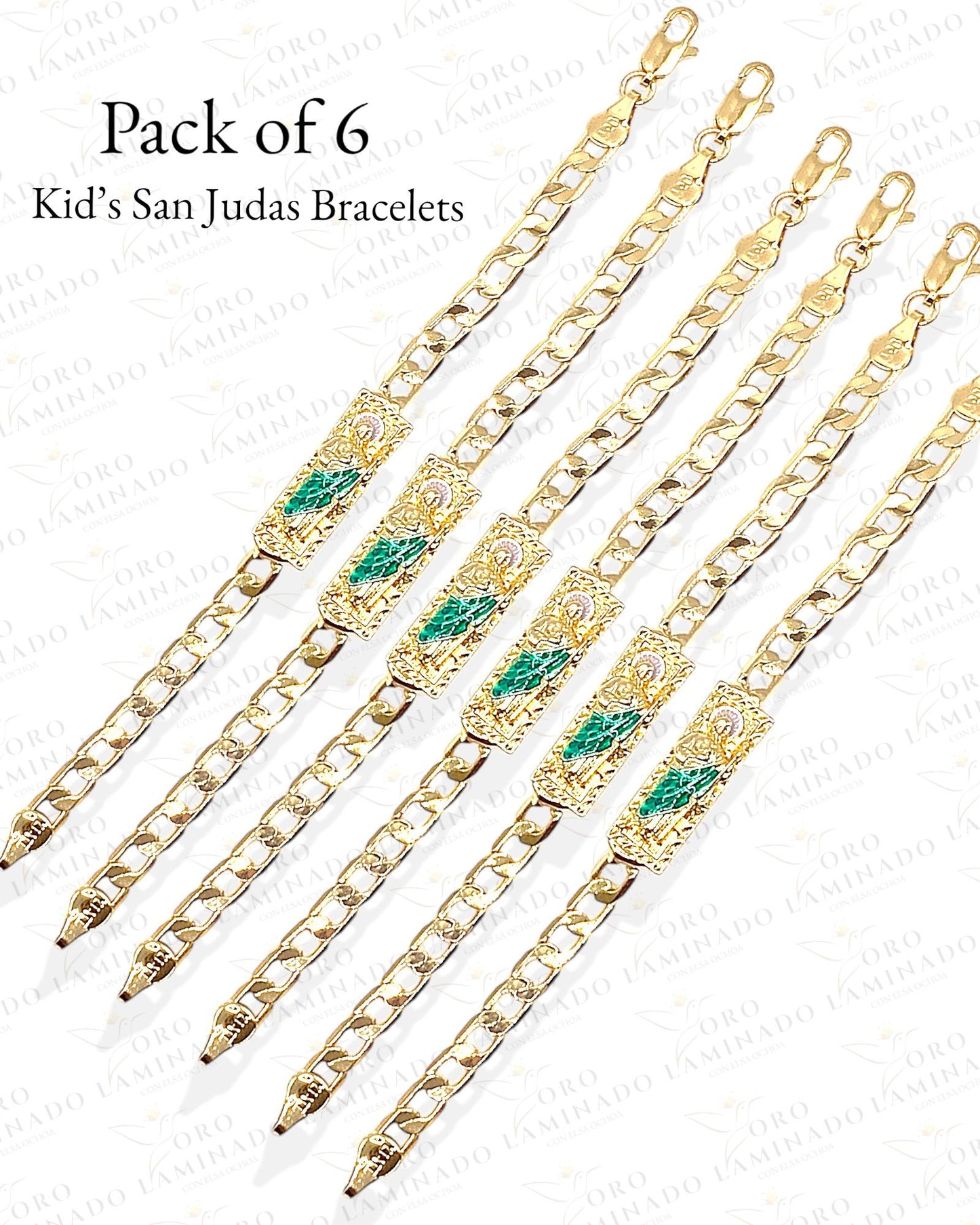 Gold Filled Kids San Judas Bracelets (6 Pack) B21