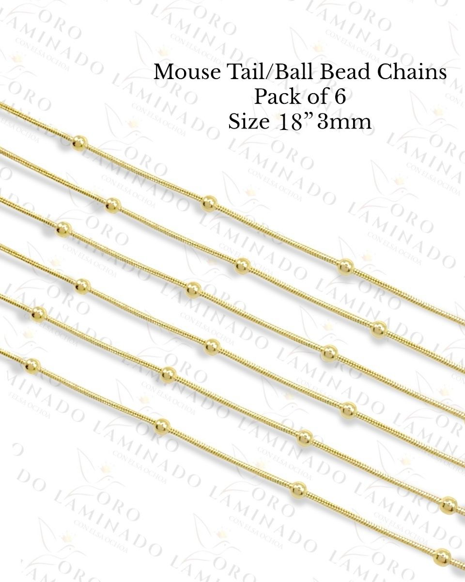 High Quality Mouse Tail with Ball Bead Chains Pack of 6 Size 18” 3mm R ...