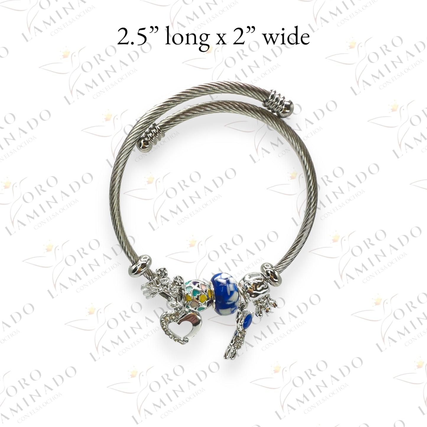 Silver blue Charm bracelet R356