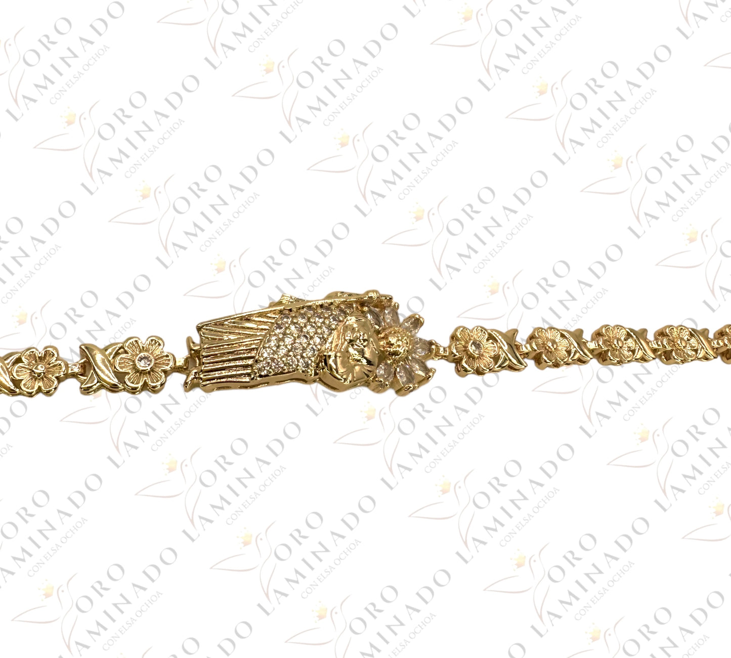 San Judas Tadeo bracelet with flowers G6