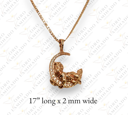 Moon necklace with little angel B103