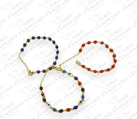 gold anklet with multicolored stones Y41