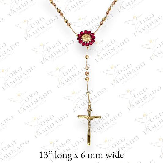 Rosary of Virgen de Guadalupe in red flower B289