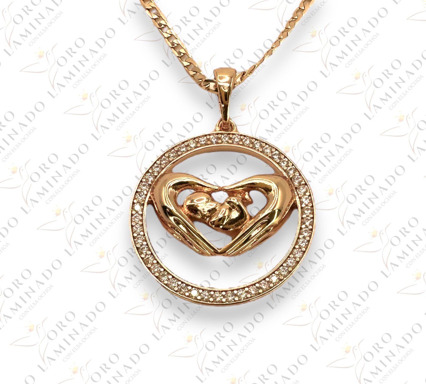 High quality Zirconia Pave circle Fetus necklace Y208