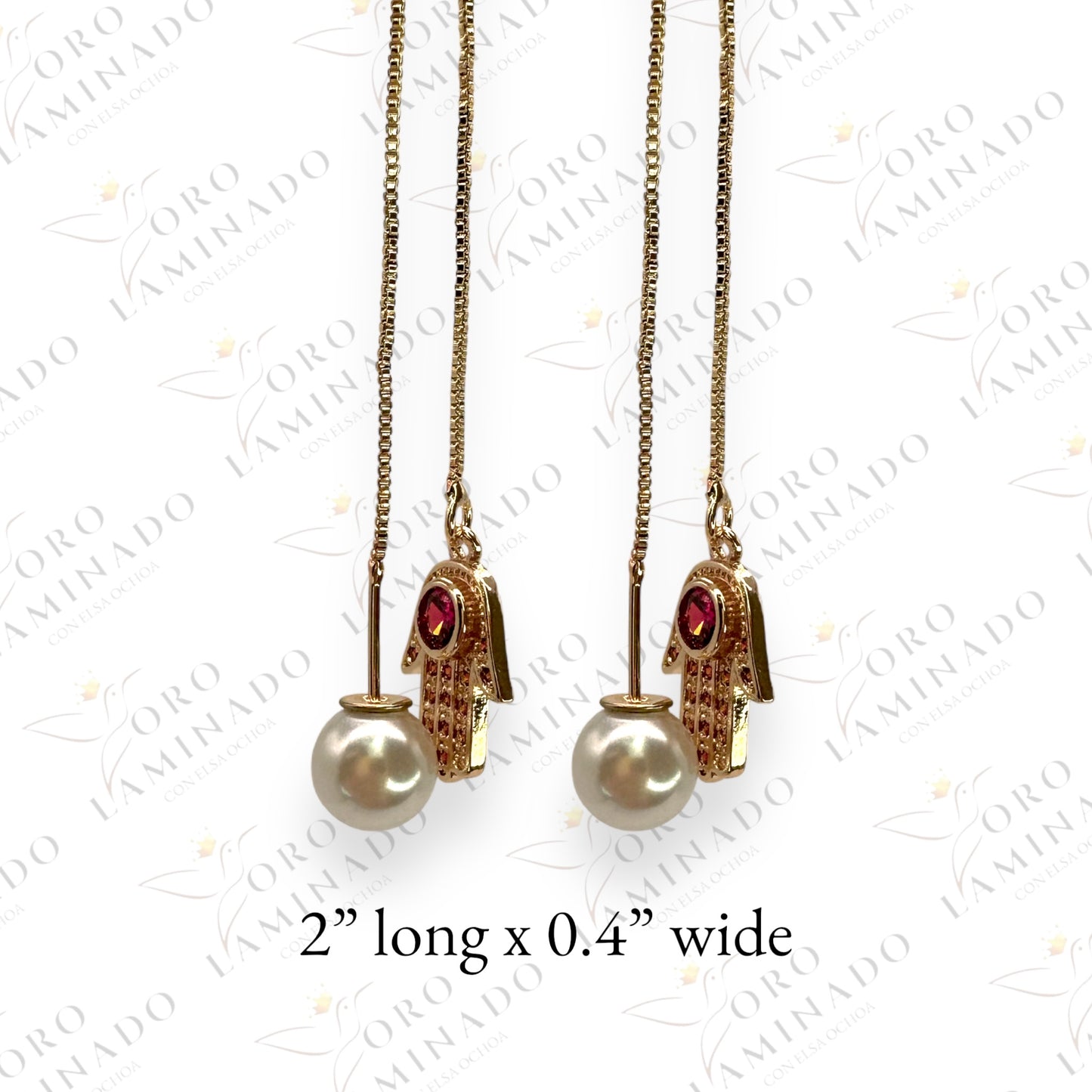 Red pearl earring and hand (set of 3) R73