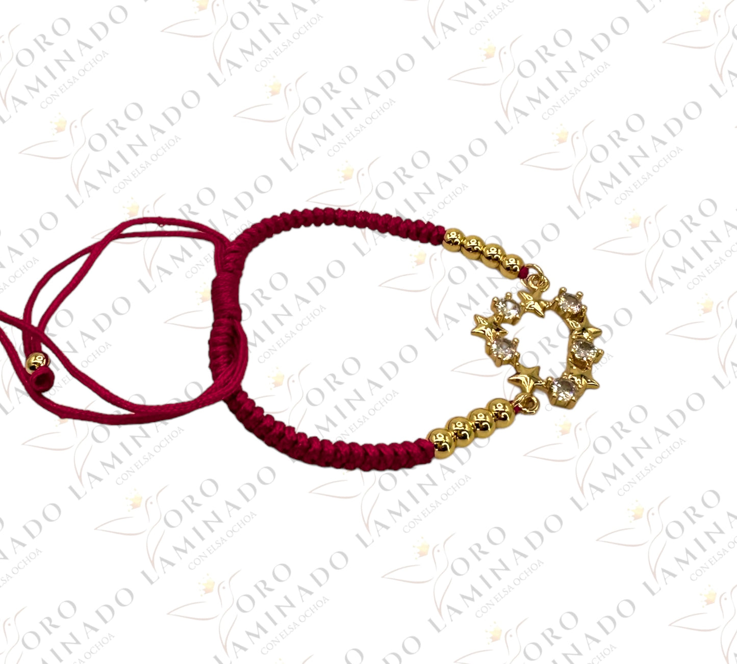 Red bracelet with shiny stars G112