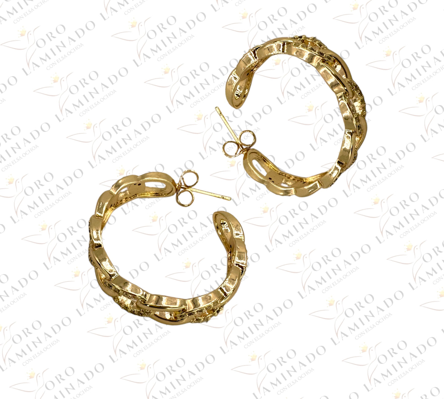 Paper clip hoop earring B343 Oro Laminado Elsa