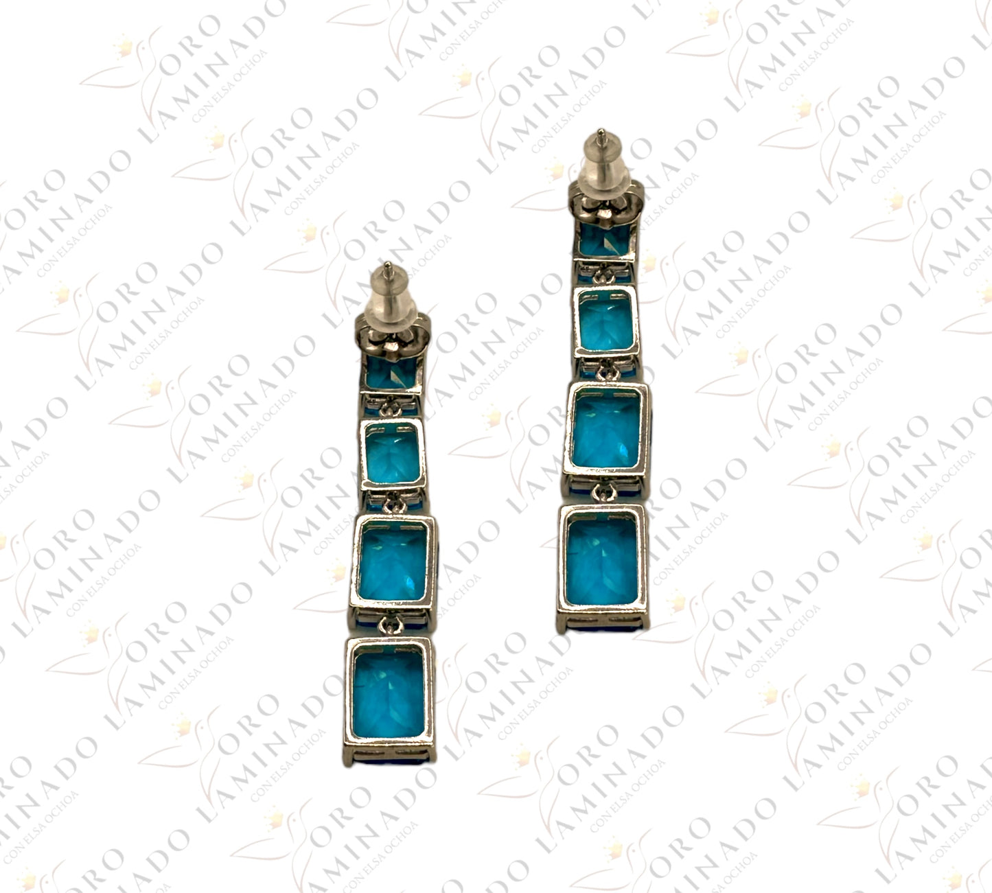 Silver earring with blue stones G104