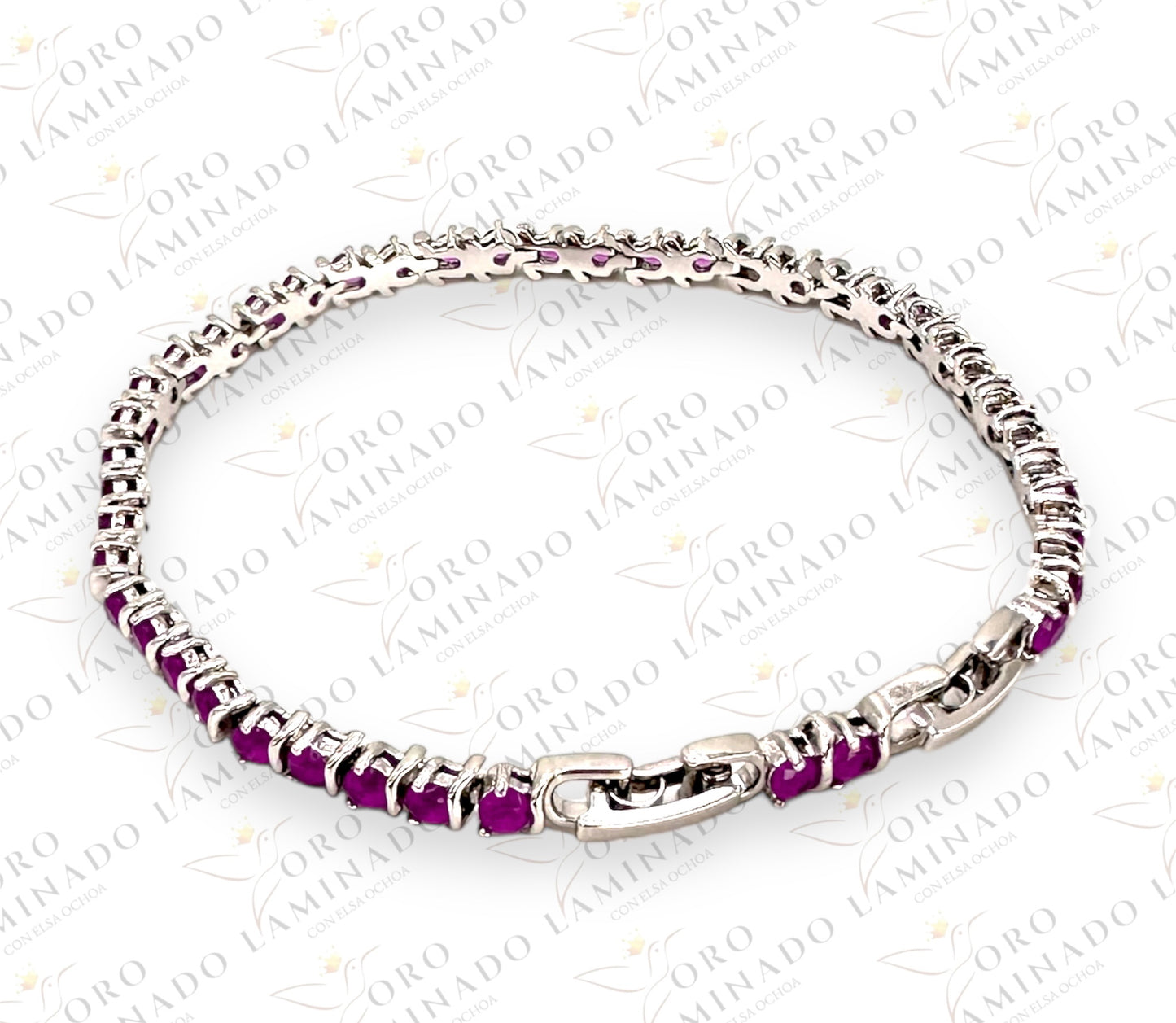 Silver bracelet with rose stones R294