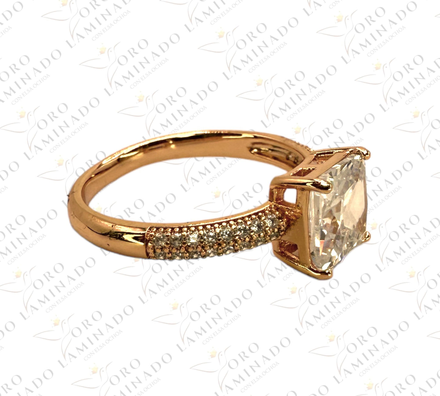 Rose gold ring with brilliant stone B69