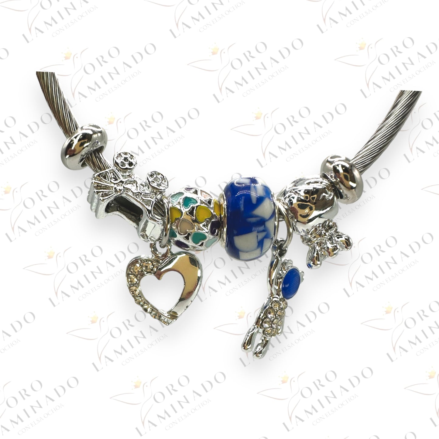 Silver blue Charm bracelet R356