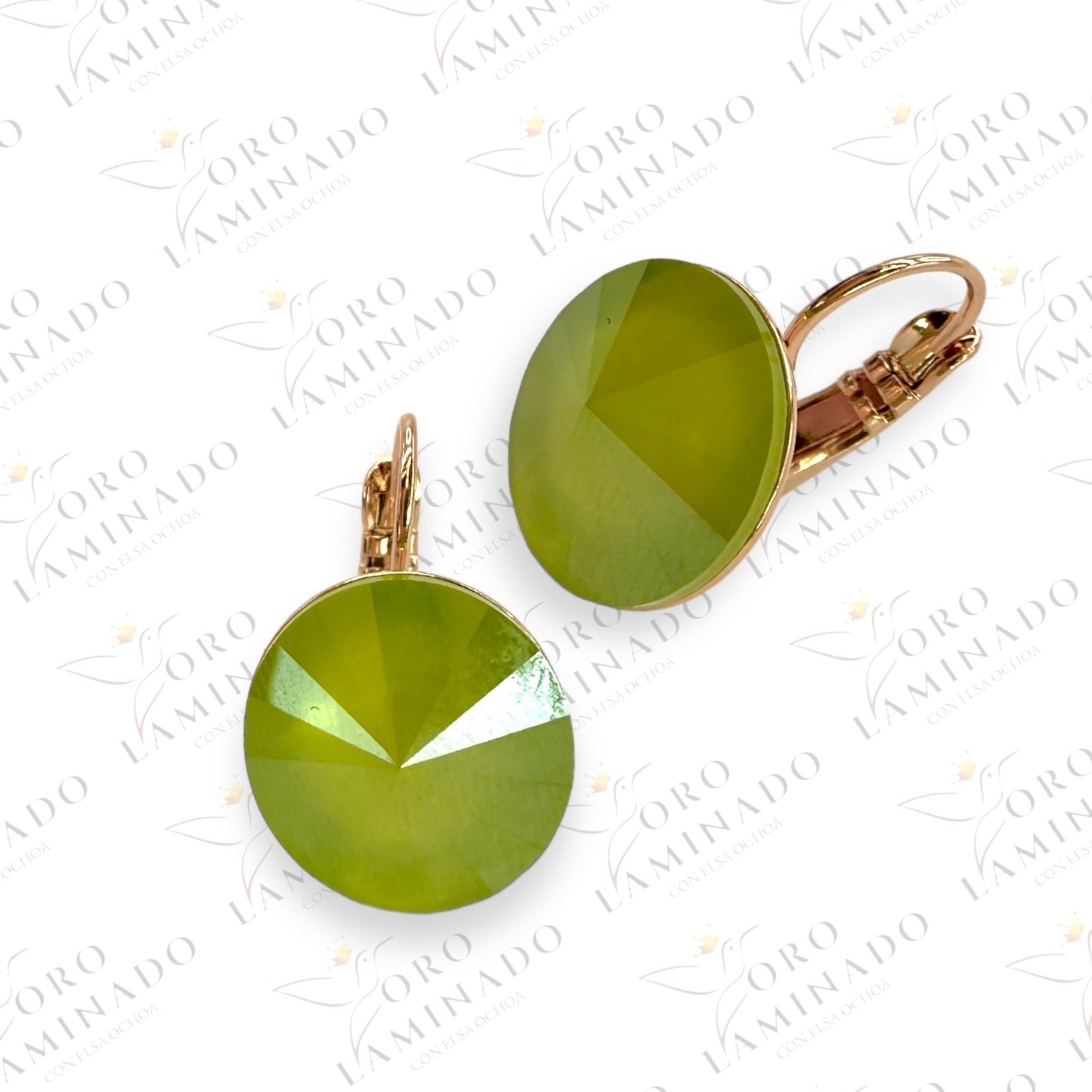 Lime green stone earring Y286