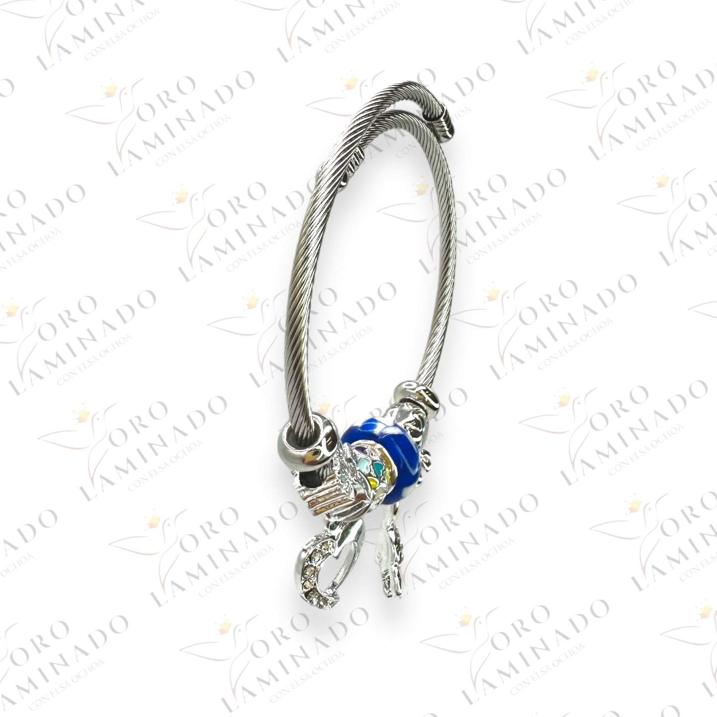 Silver blue Charm bracelet R356