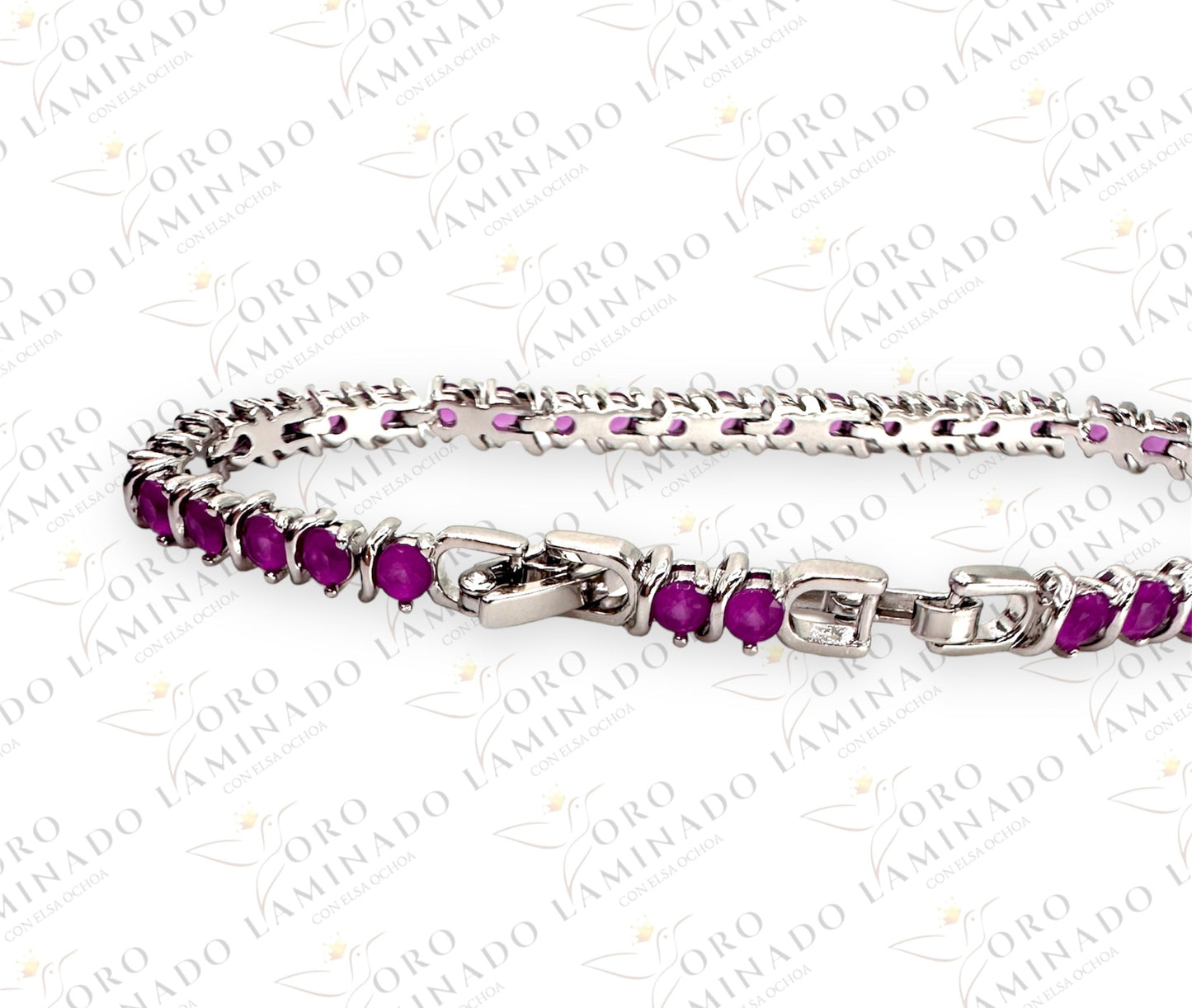 Silver bracelet with rose stones R294