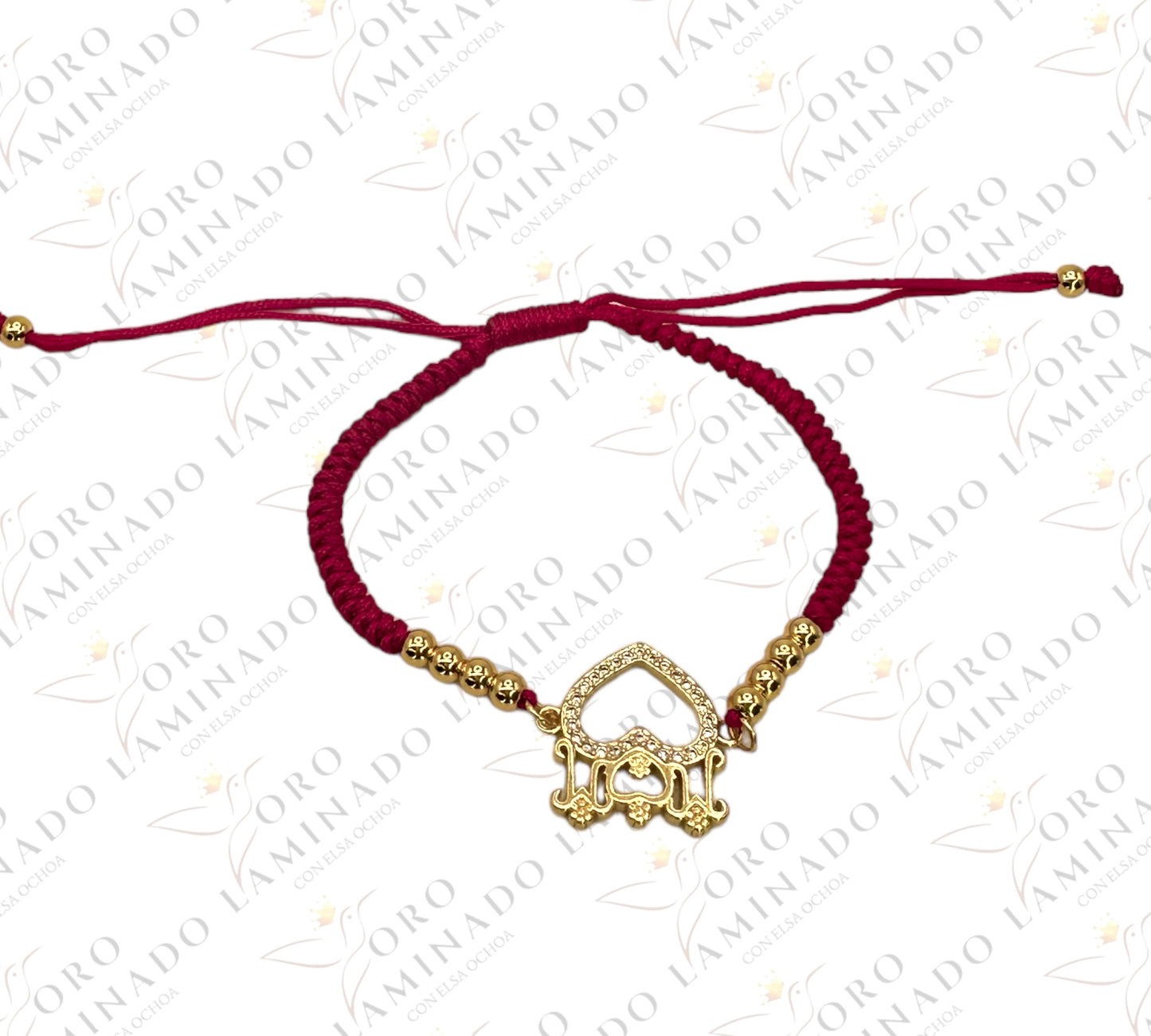 Red heart bracelet with crown G118