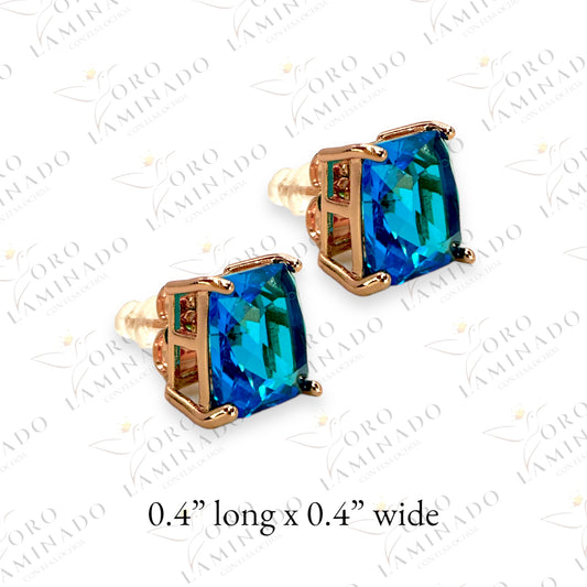 Square blue stone earring Y278