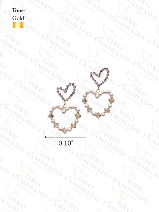 High Quality Heart With Pearls Earrings R455