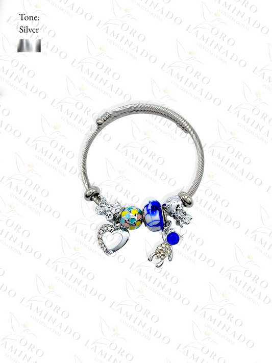 Silver blue Charm bracelet R356