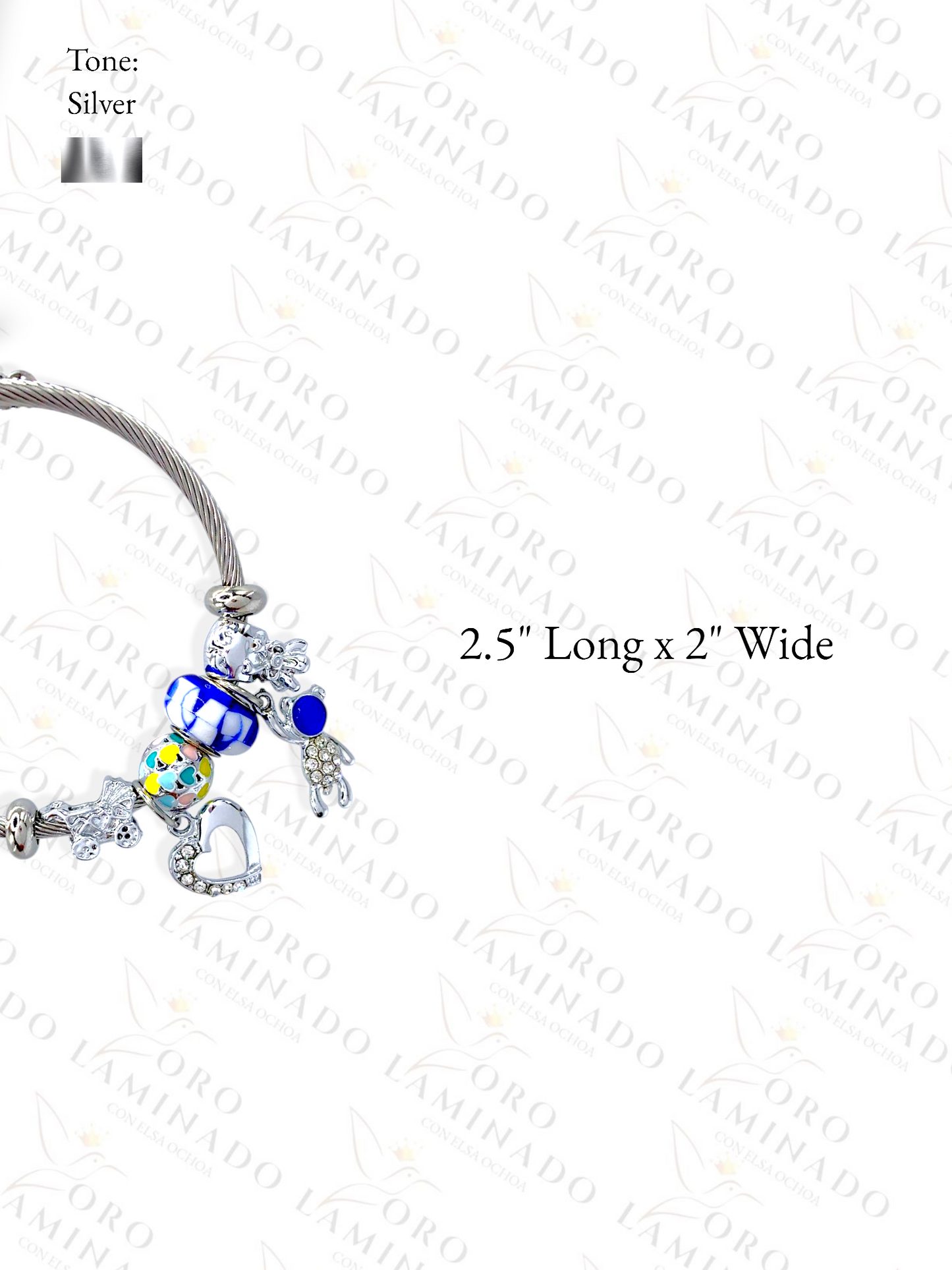 Silver blue Charm bracelet R356