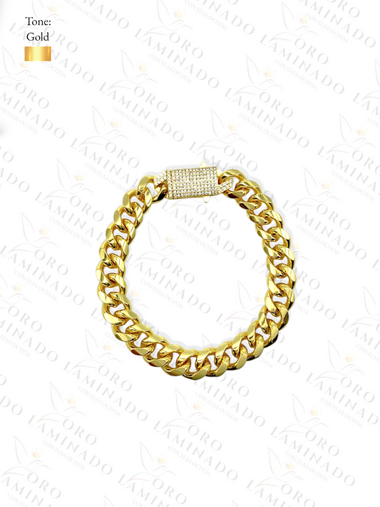 Gold Filled11mm Cuban Bracelet with Diamond Clasp R29