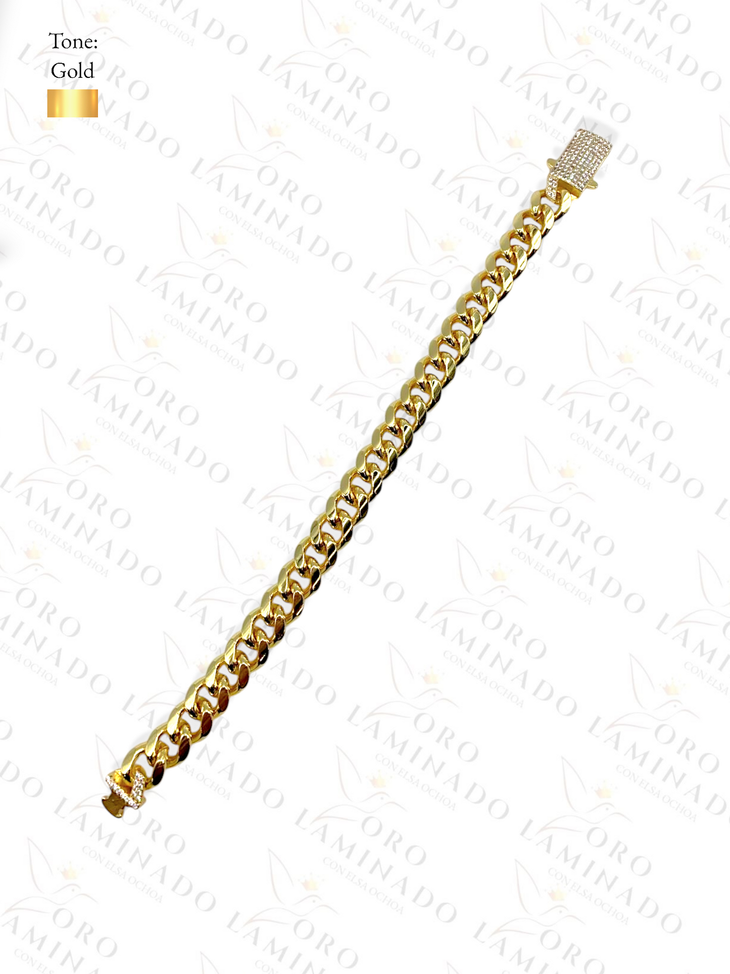 Gold Filled11mm Cuban Bracelet with Diamond Clasp R29