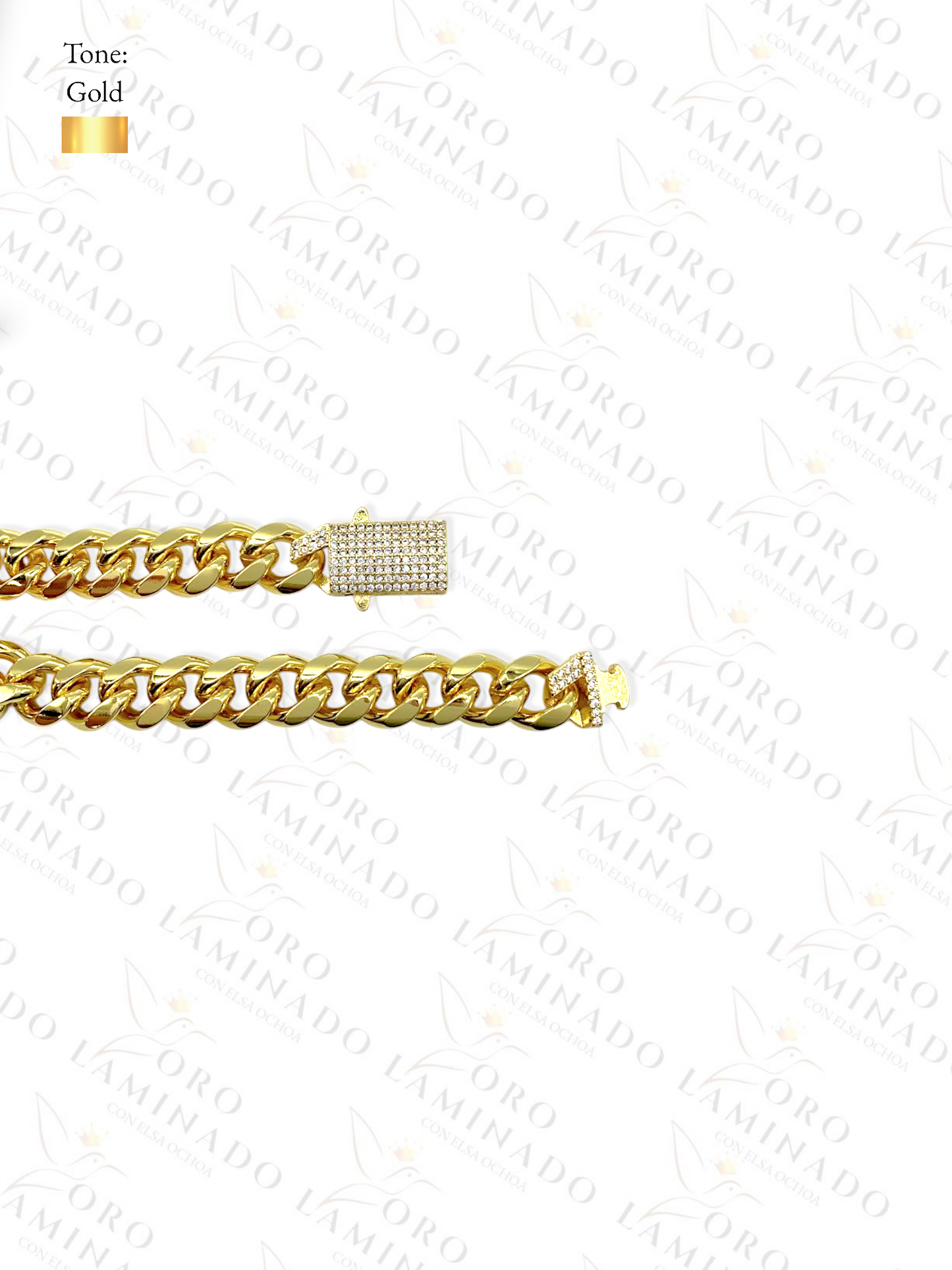 Gold Filled11mm Cuban Bracelet with Diamond Clasp R29