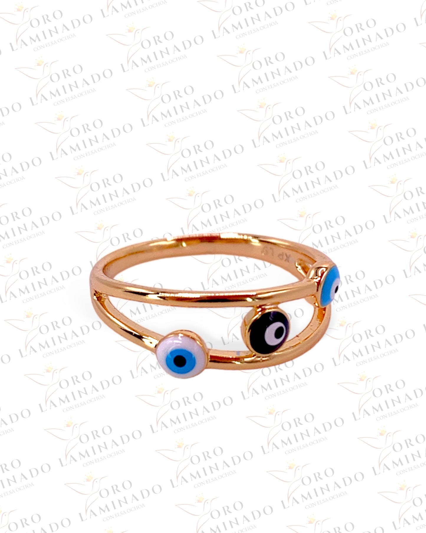 Rose Gold Blue and Black Evil Eye Ring R79