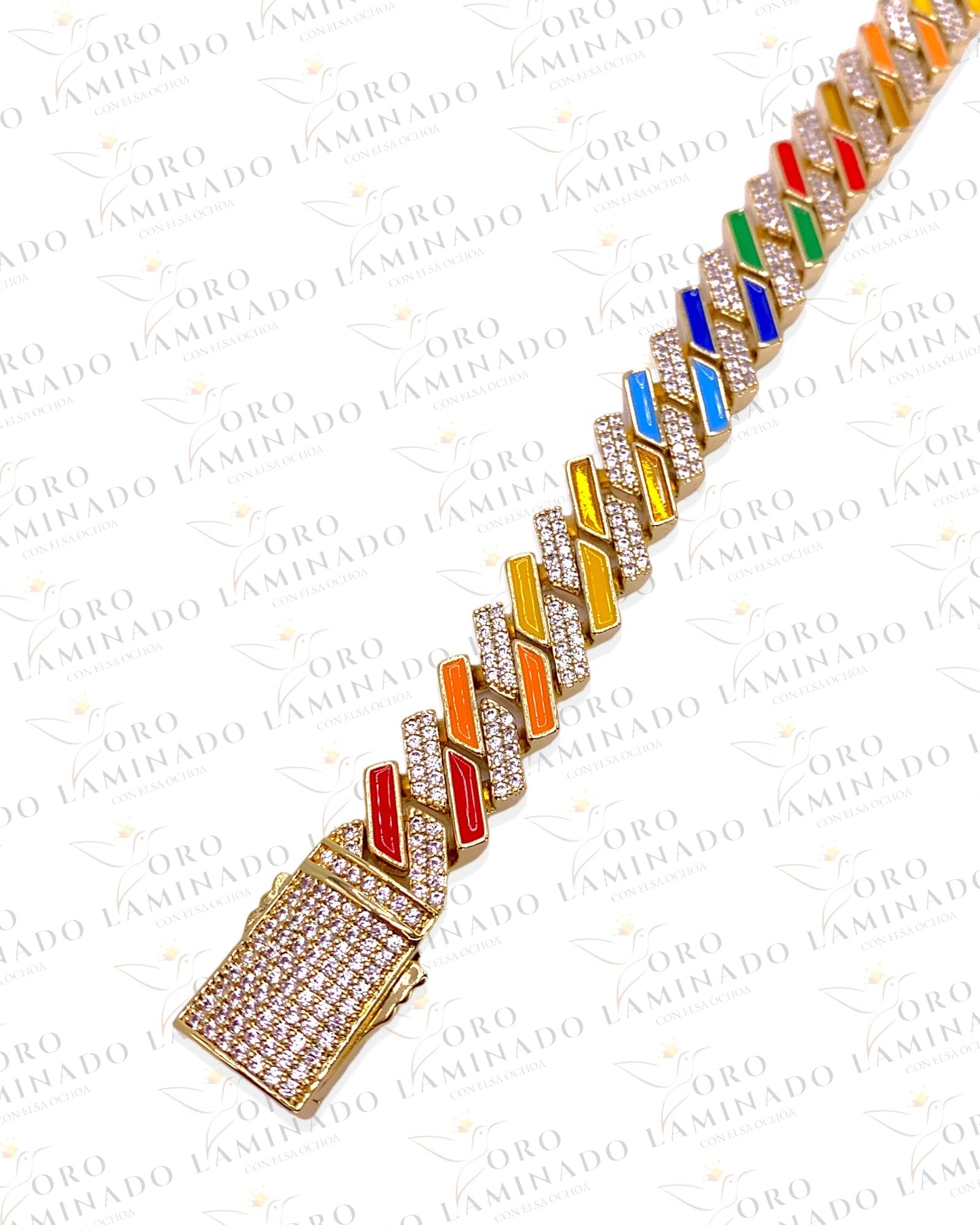 8.5” Ultra Cuban Multicolor Cut Bracelet R227