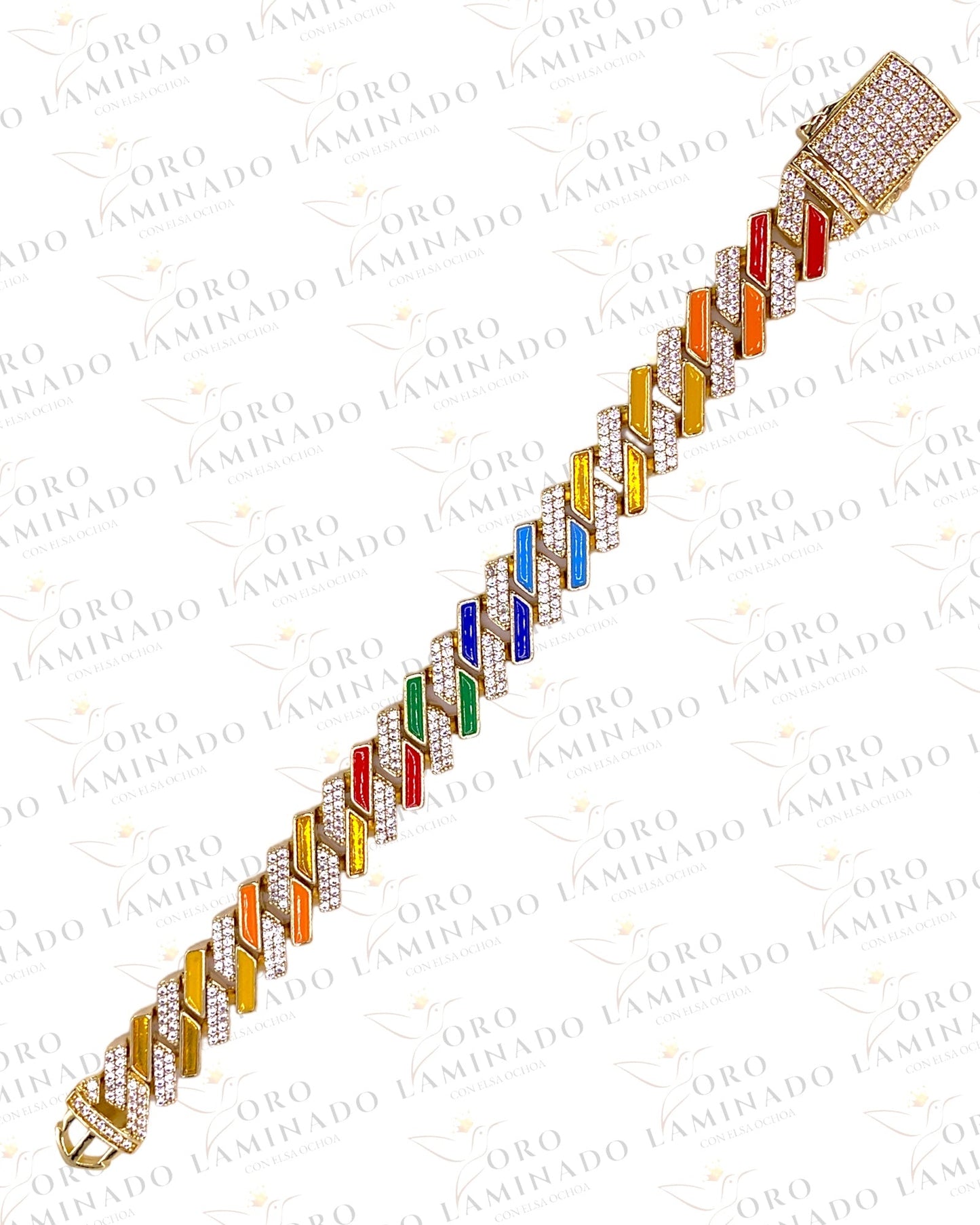 8.5” Ultra Cuban Multicolor Cut Bracelet R227