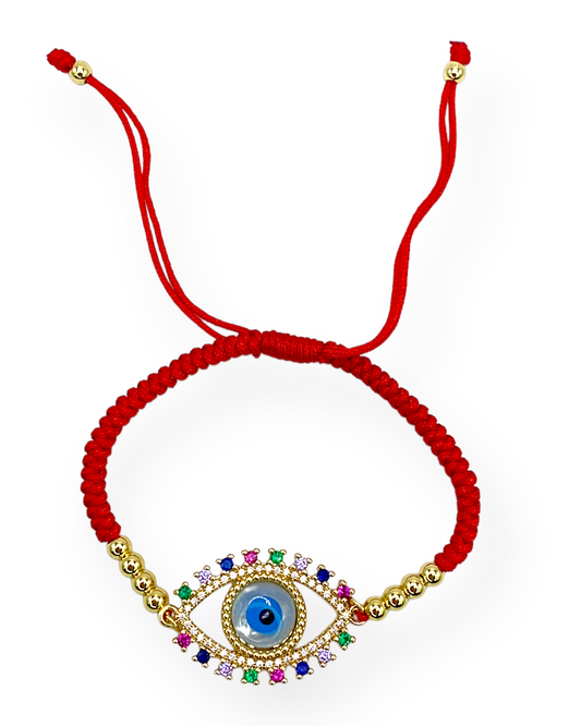 Adjustable Rainbow Evil Eye Bracelet  Y33